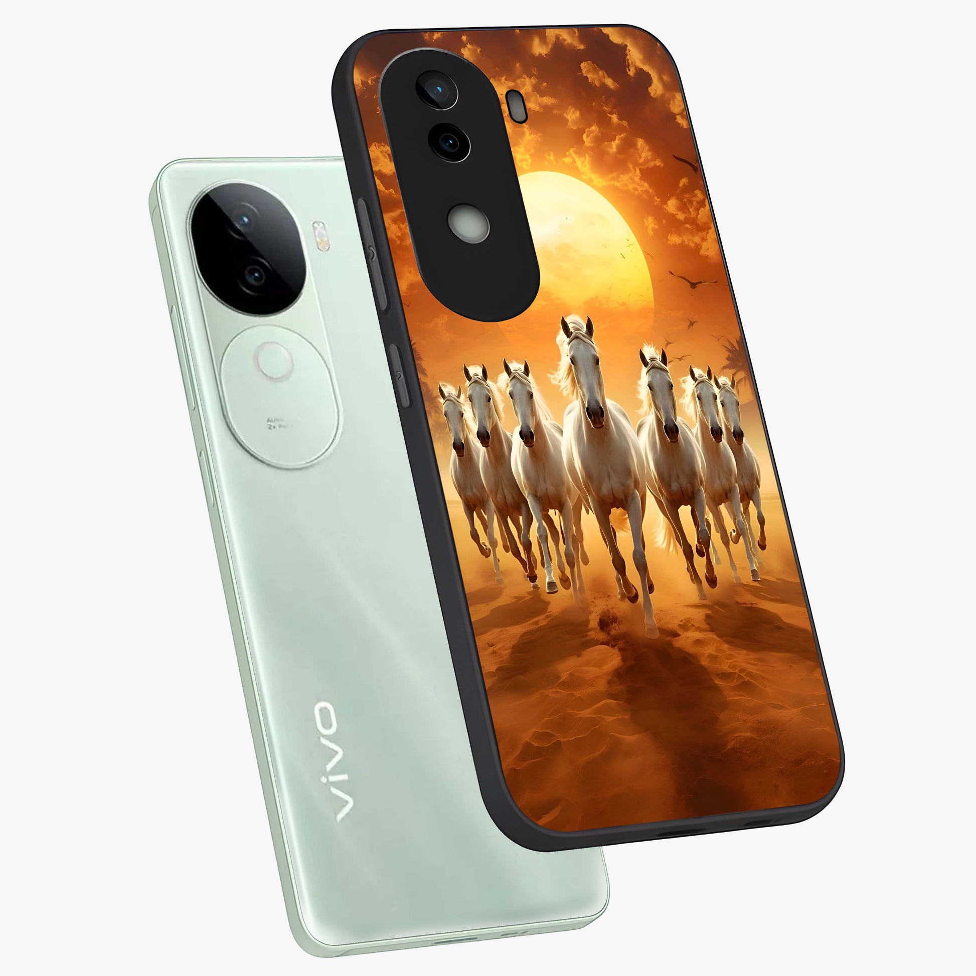 Wild Sunset Majesty Glass Case displayed in angled mockup highlighting vibrant sunset sky design with scenic aesthetic.