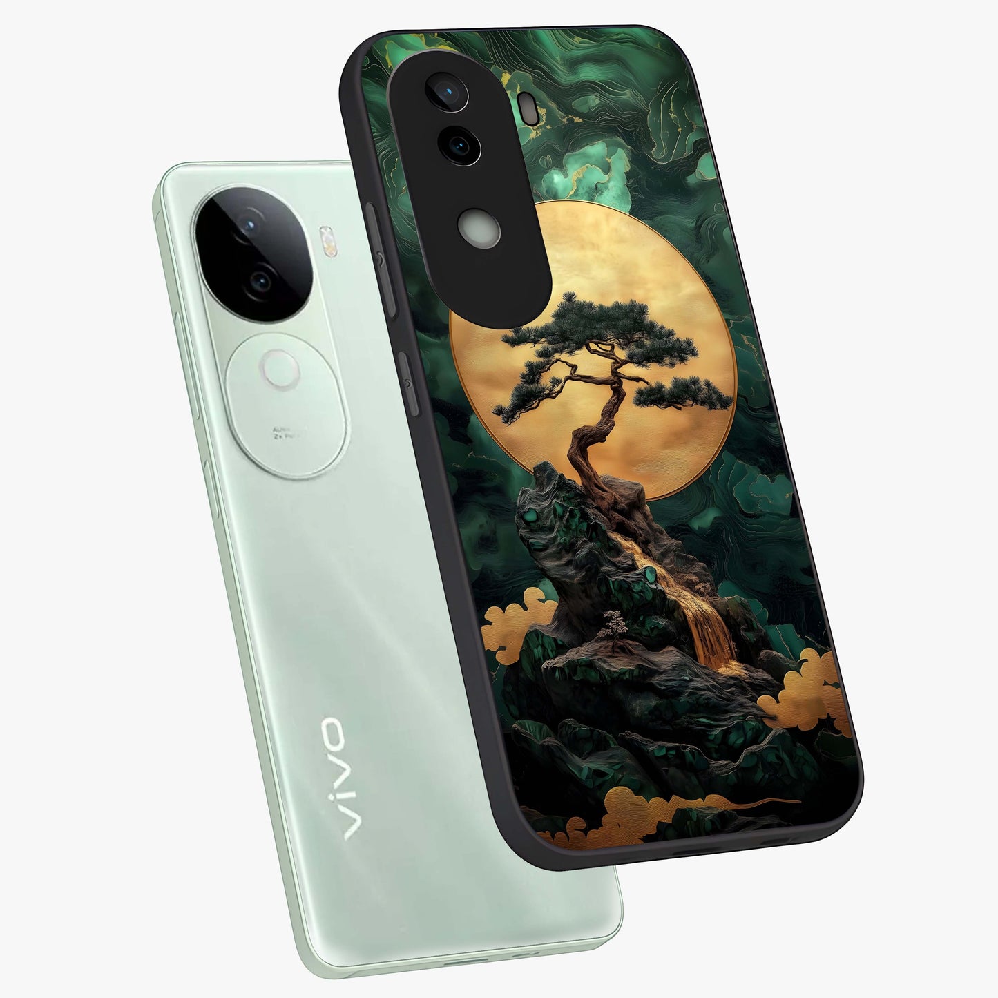 Zen Moon Rise Glass Case displayed in angled mockup highlighting peaceful lunar design with zen aesthetic style.