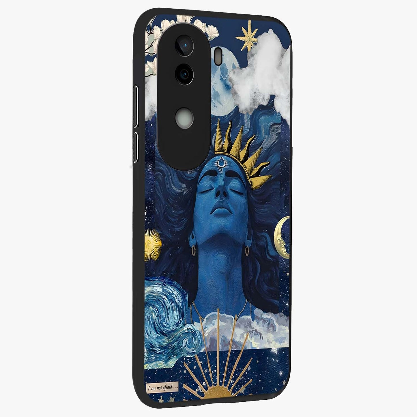 Aesthetic Lord Shiva Glass Case upright view showcasing powerful Lord Shiva artwork with devotional theme.