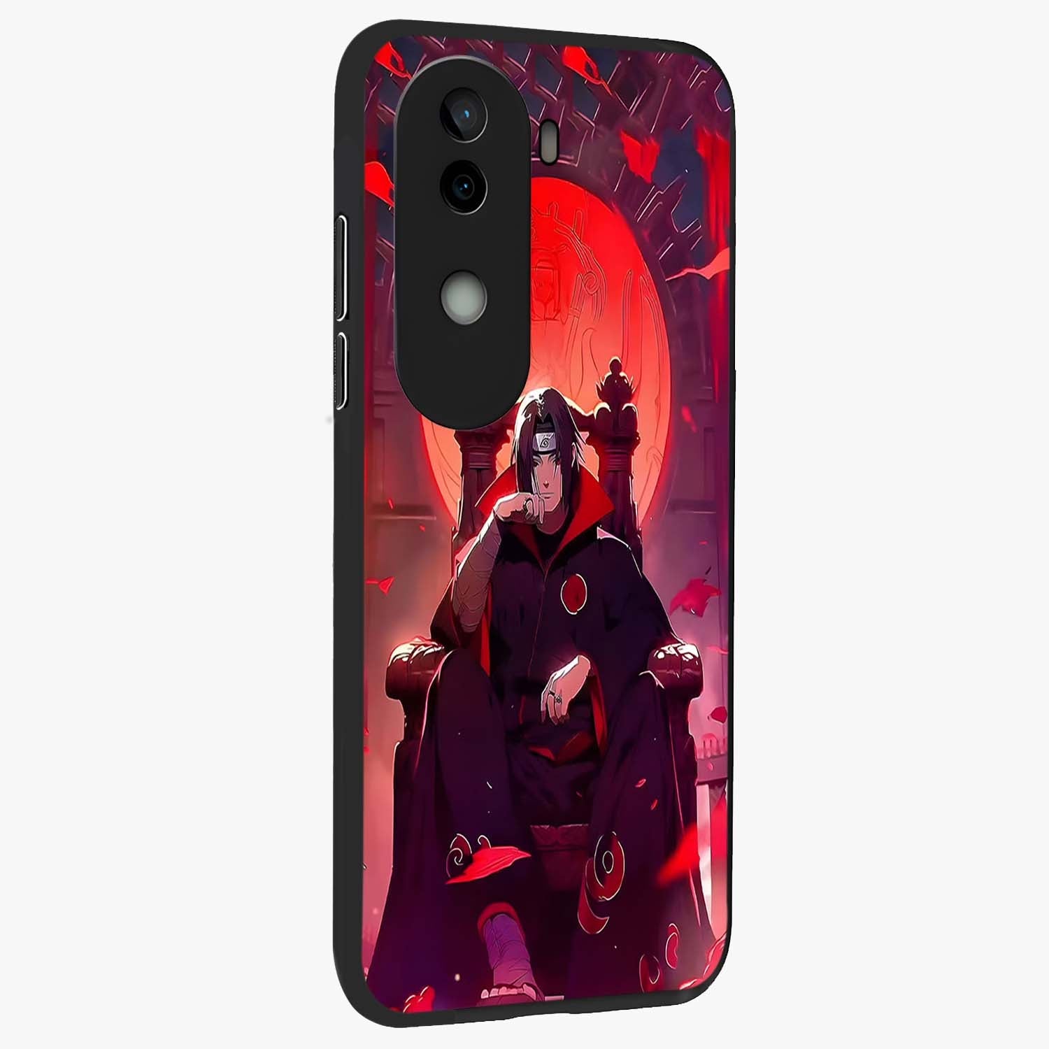 Blood Moon Sovereign Glass Case upright view showcasing powerful moon inspired artwork with cosmic aesthetic style.