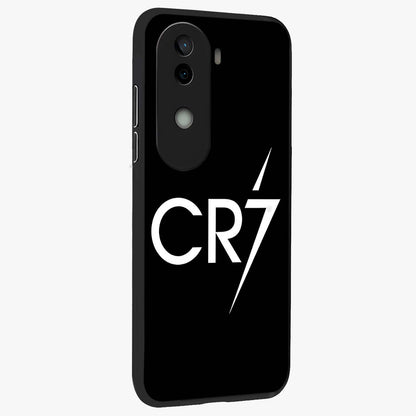 Cr7 Elite Strike Glass Case upright view showcasing energetic football inspired design with modern sports aesthetic.