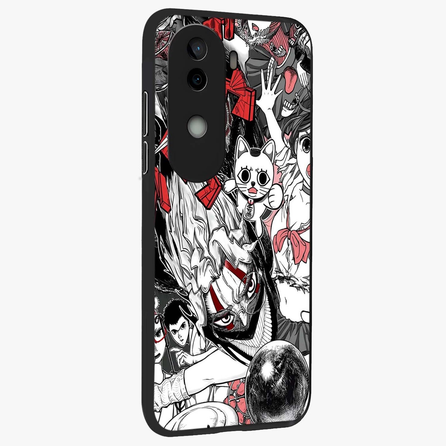 Crimson Chaos Panel Glass Case upright view showcasing intense crimson artwork with dramatic aesthetic style.