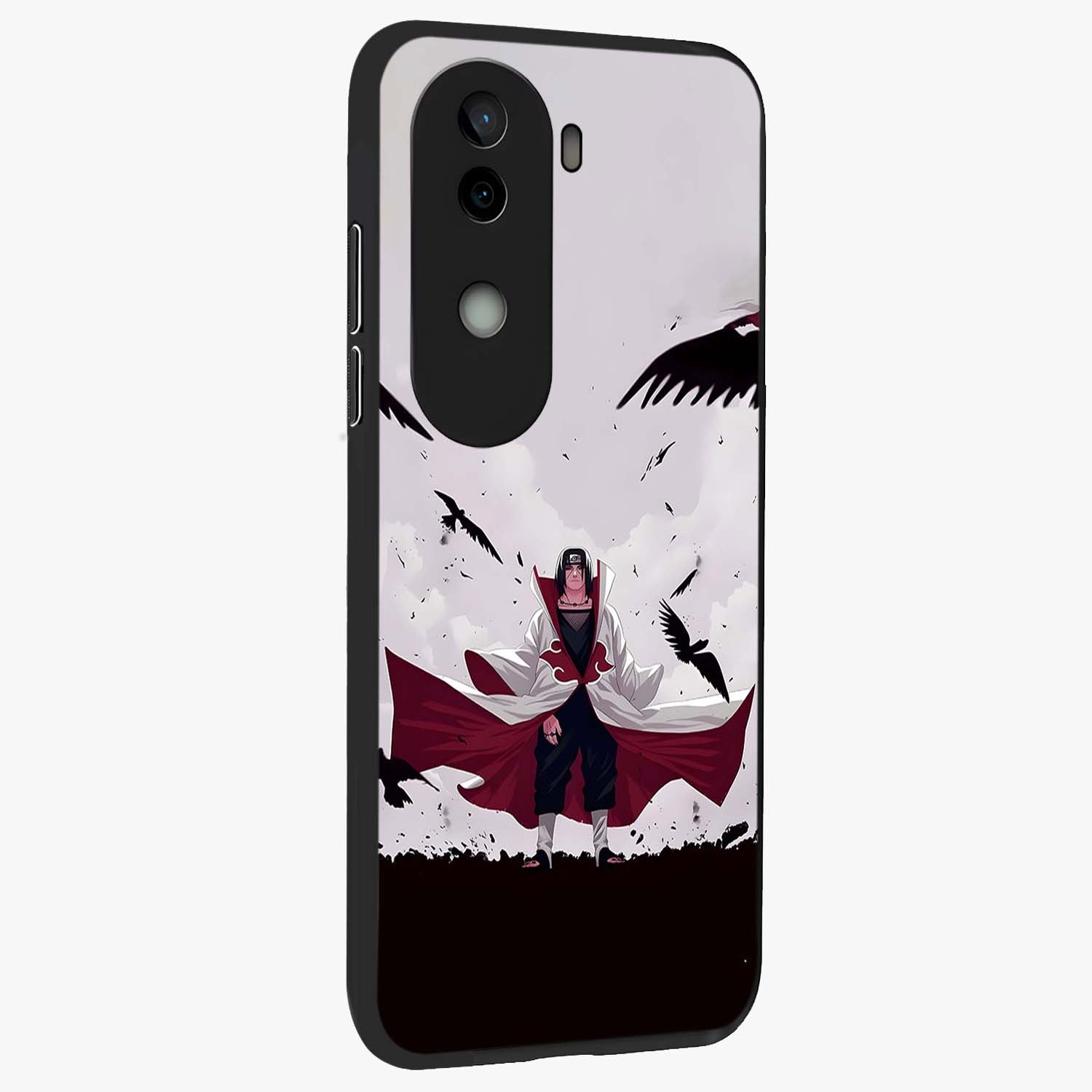 Crimson Crow Ascension Glass Case upright view showcasing dramatic crow artwork with bold gothic theme.