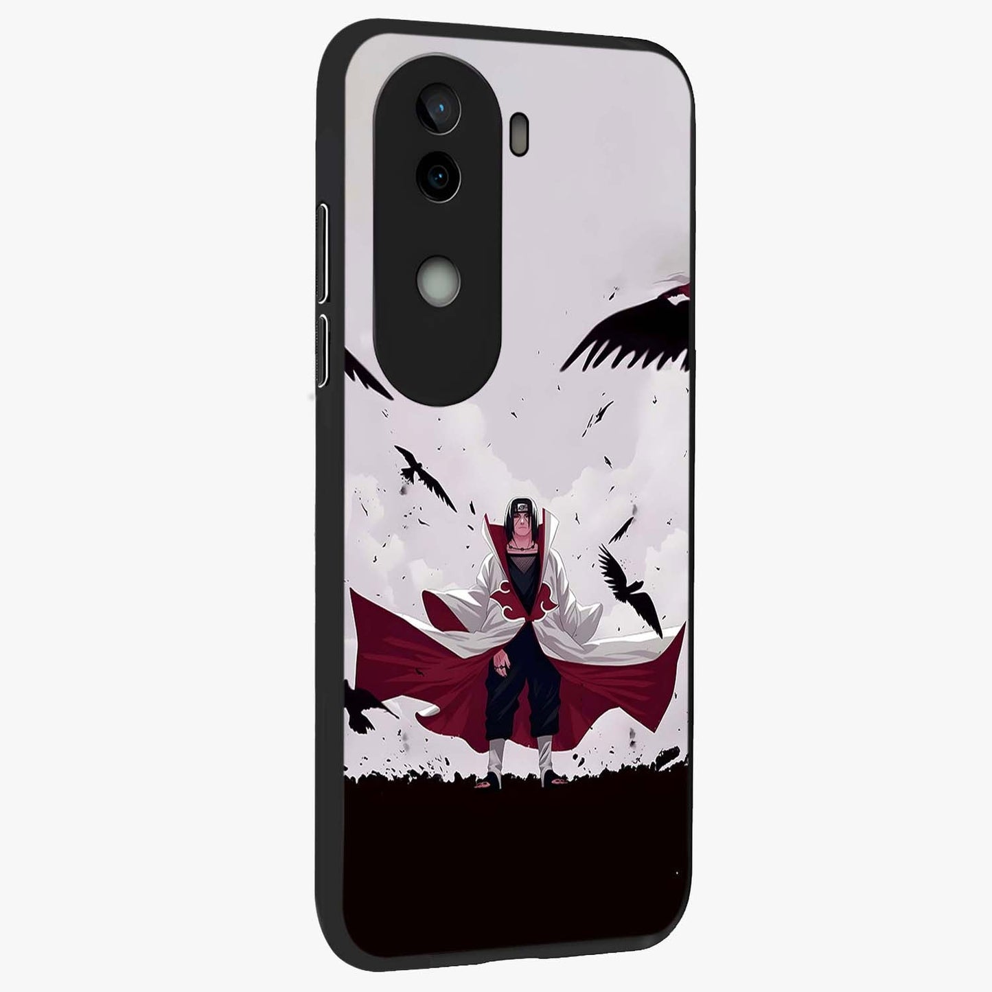 Crimson Crow Ascension Glass Case upright view showcasing dramatic crow artwork with bold gothic theme.