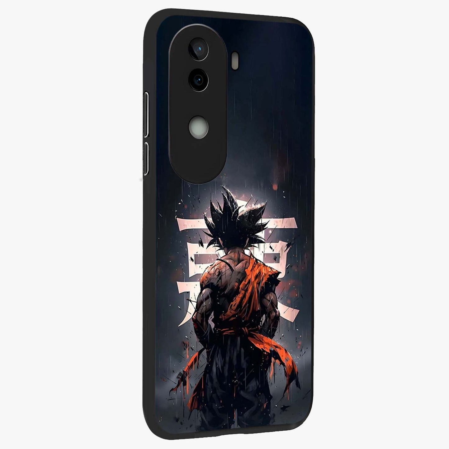 Dark Warrior In Rain Glass Case upright view showcasing powerful rainy battle scene with intense cinematic style.