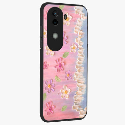 Dreamy Painted Garden Glass Case upright view showcasing vibrant floral garden artwork with artistic nature theme.