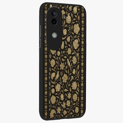 Golden Evil Eye Mandala Glass Case upright view showcasing decorative evil eye mandala artwork with spiritual aesthetic style.