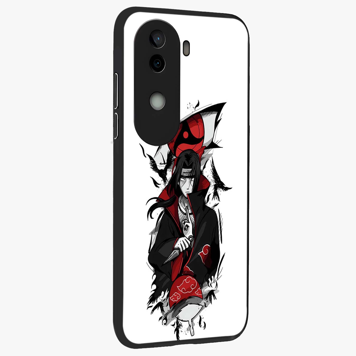 Itachi Limited Edition Naruto Anime Glass Case upright view showcasing intense anime artwork with powerful character theme.