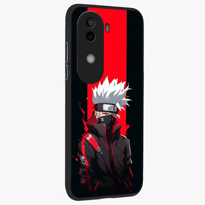 Kakashi Scarlet Shadow Glass Case upright view showcasing intense anime ninja artwork with dark action theme.