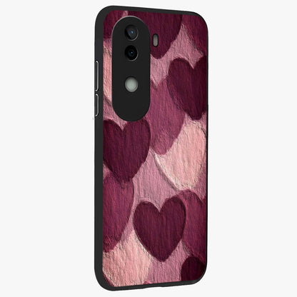 Layered Paper Hearts Glass Case upright view showcasing decorative layered heart artwork with sweet love theme.