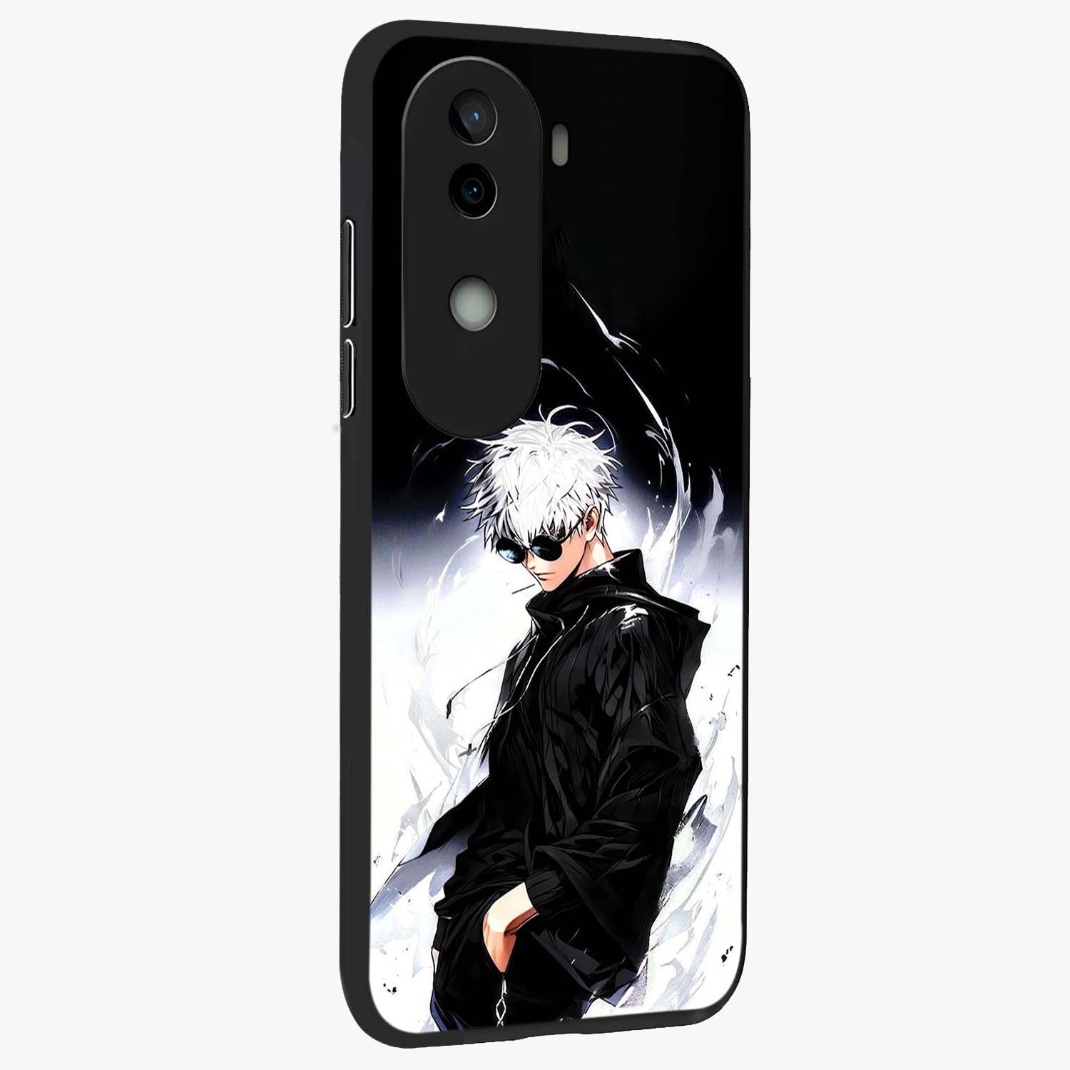Limitless Shadow King Glass Case upright view showcasing bold shadow warrior artwork with epic fantasy theme.