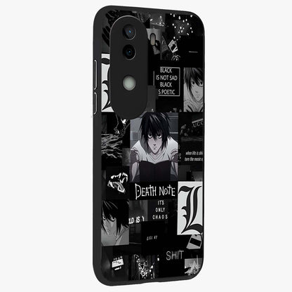 Midnight Chaos Mind Glass Case upright view showcasing expressive abstract artwork with bold dark theme.