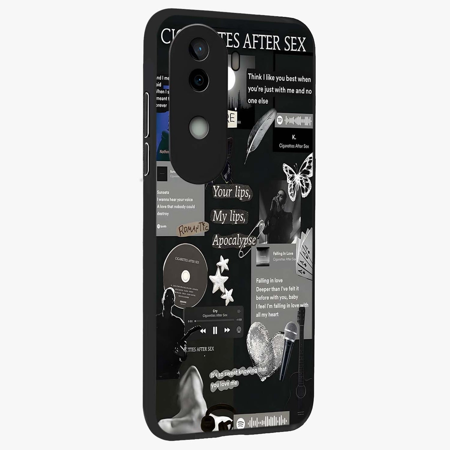 Midnight Love Echo Glass Case upright view showcasing expressive romantic artwork with dreamy midnight theme.