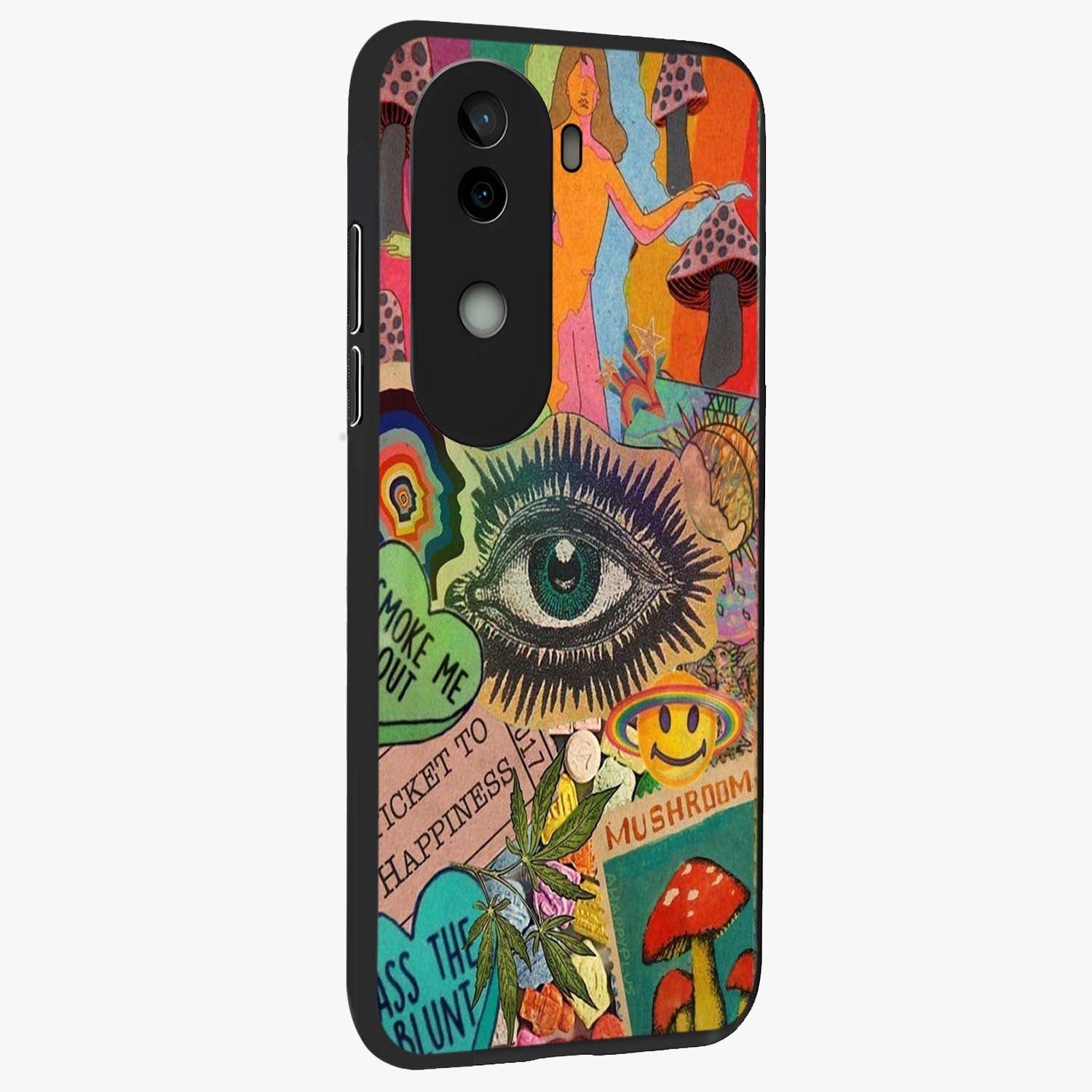 Mystic Eye Wonderland Glass Case upright view showcasing symbolic eye artwork with mysterious fantasy theme.