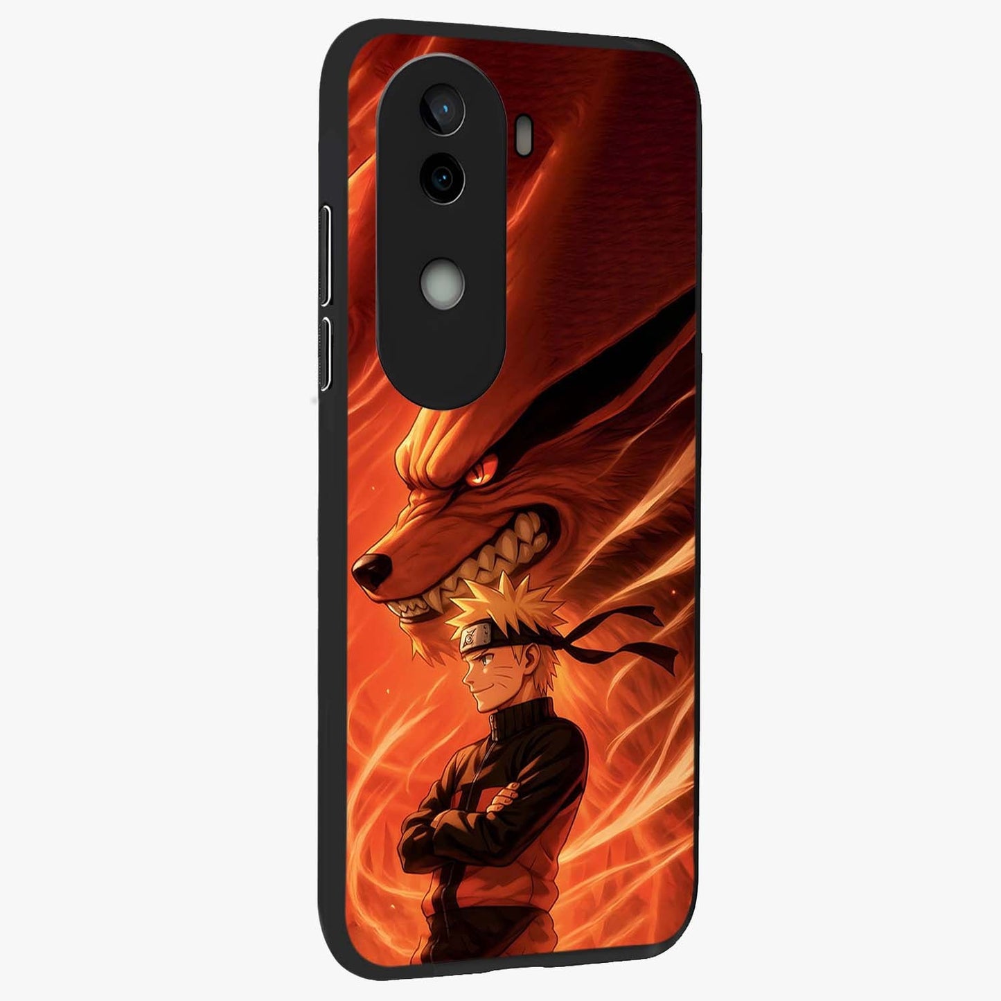 Nine Tails Legacy Glass Case upright view showcasing dramatic nine-tails artwork with intense anime themed design.