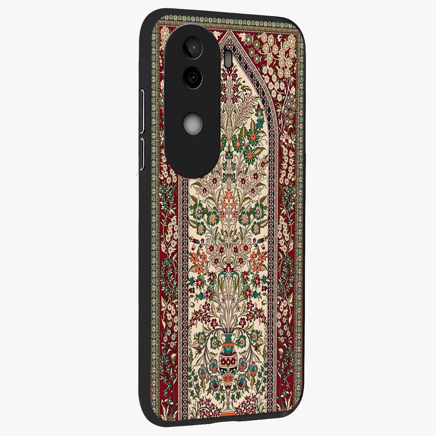 Persian Inspired Glass Case upright view showcasing decorative Persian artwork with rich heritage theme.