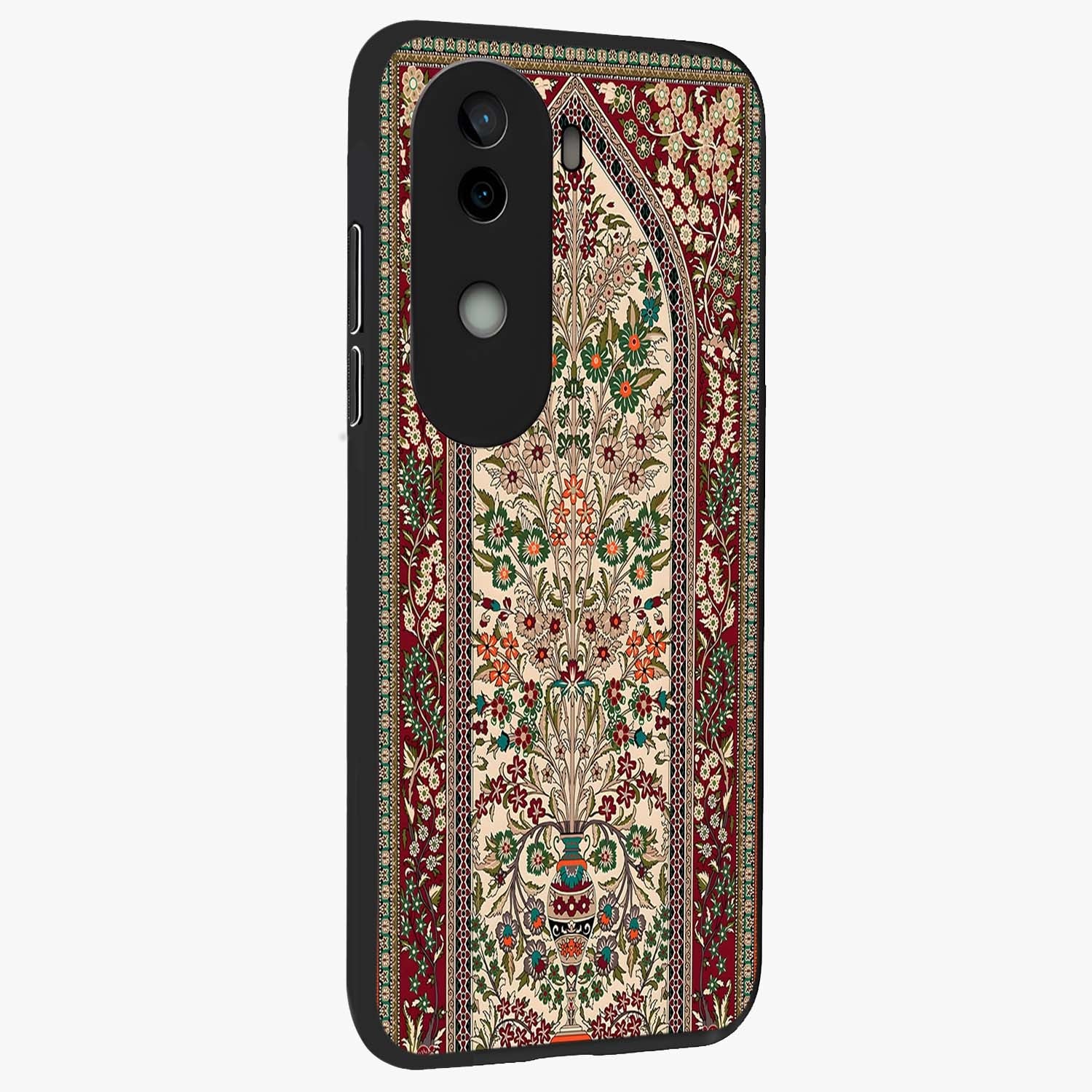 Persian Inspired Glass Case upright view showcasing decorative Persian artwork with rich heritage theme.