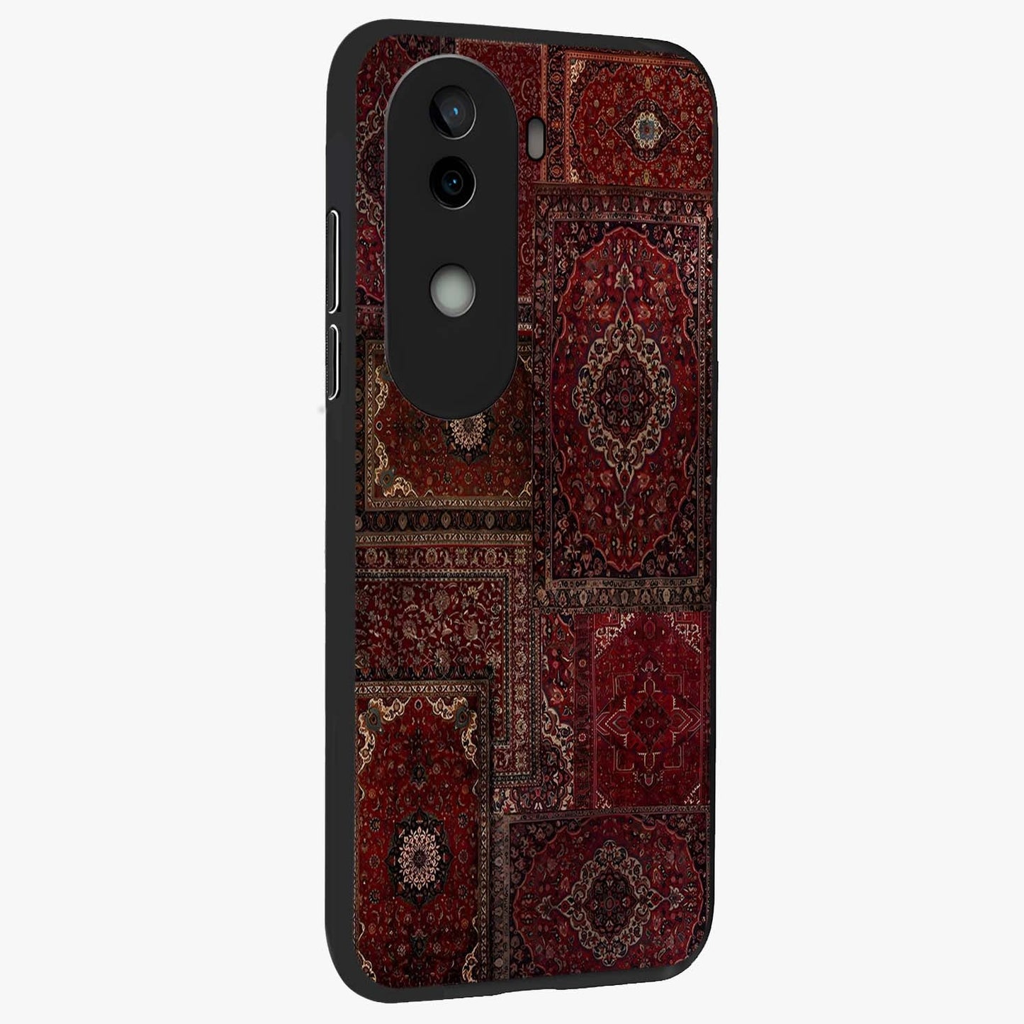 Persian Velvet Tale Glass Case upright view showcasing elegant Persian artwork with classic heritage theme.