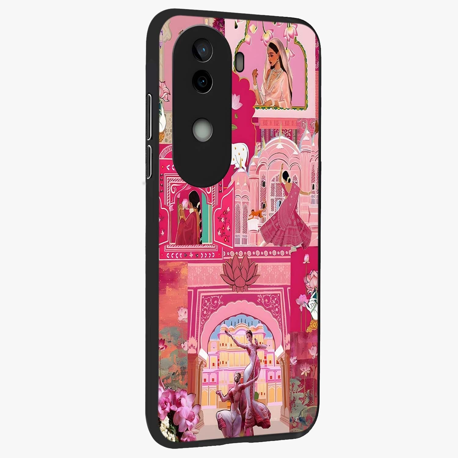 Pink Palace Muse Glass Case upright view showcasing artistic palace artwork with graceful royal theme.