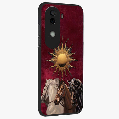 Solar Riders Glass Case upright view showcasing energetic rider artwork with bold adventure theme.