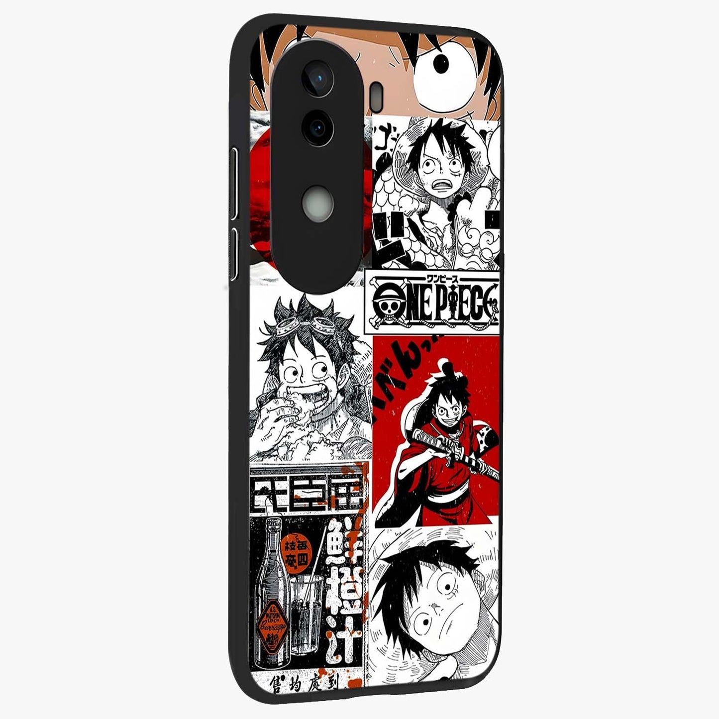 Strawhat Chaos Panels Glass Case upright view showcasing energetic anime artwork with bold adventure theme.