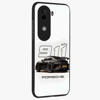 Turbo Legacy Icon Glass Case upright view showcasing bold racing inspired artwork with classic car theme.