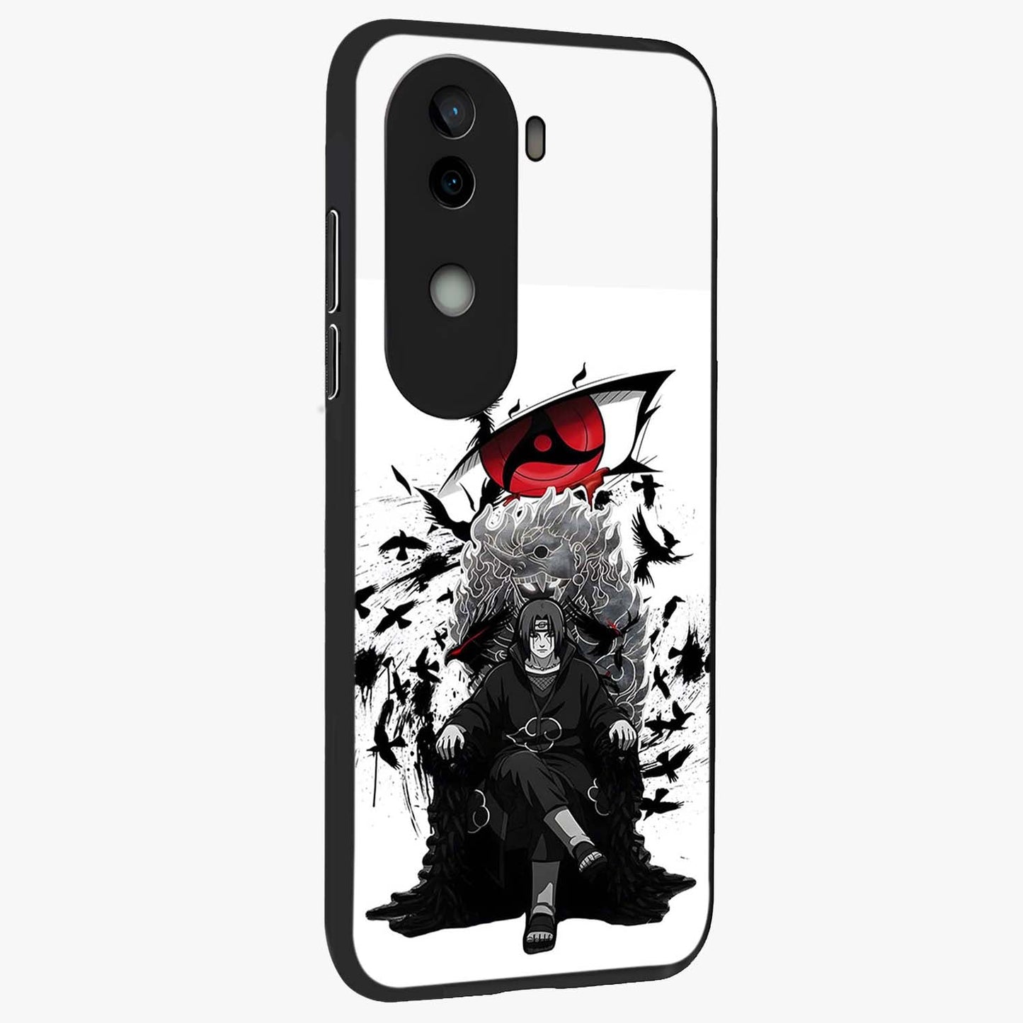 Uchiha Shadow Throne Glass Case upright view showcasing magical underwater galaxy artwork with vibrant cosmic theme.