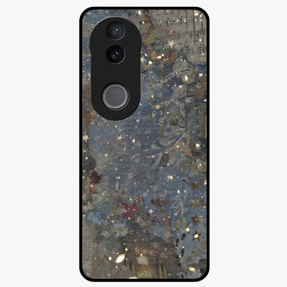 Aesthetic Astrolophia Glass Case showing flat back view with dreamy aesthetic design and glossy glass finish.