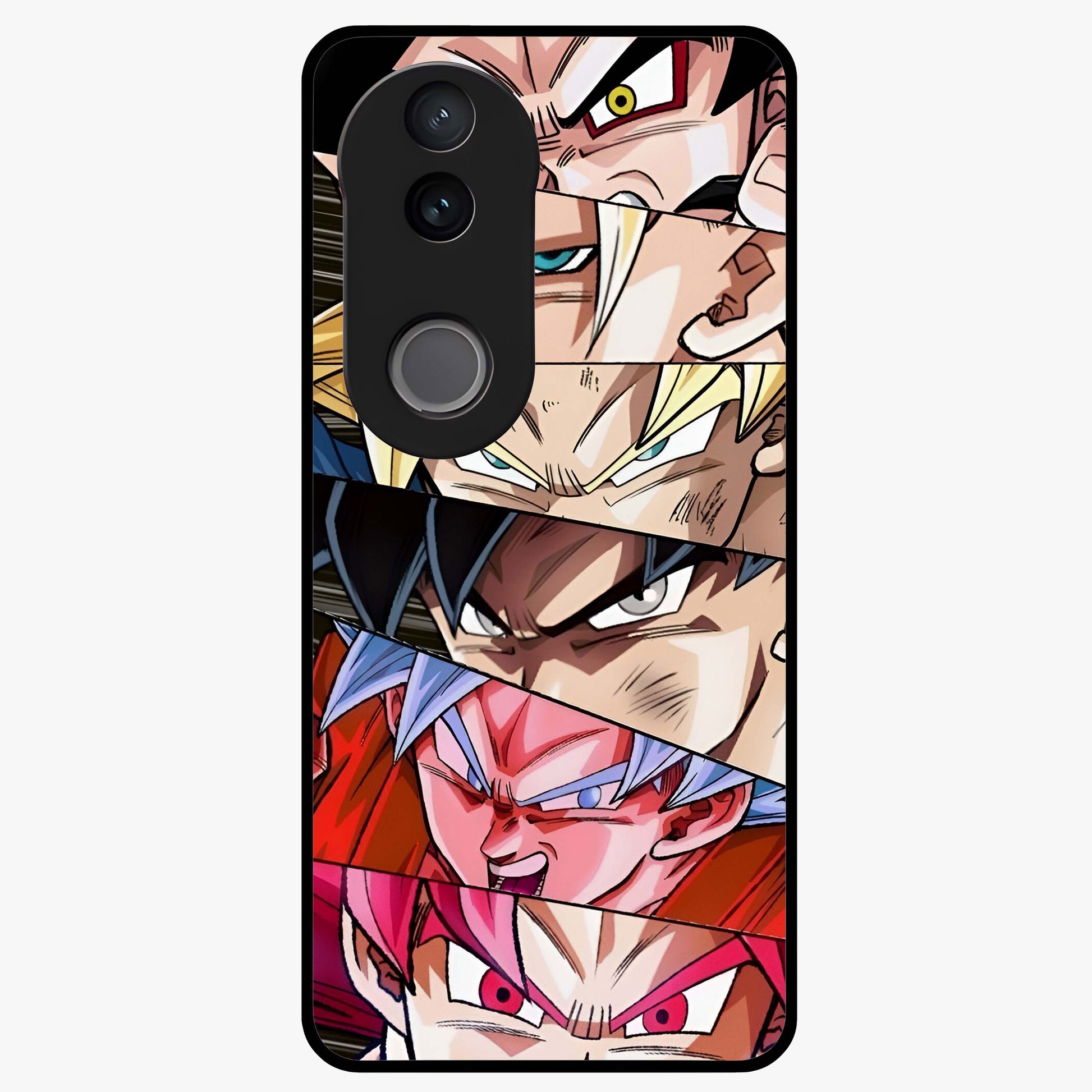 Anime Character Glass Case showing flat back view with vibrant anime artwork and glossy glass finish.