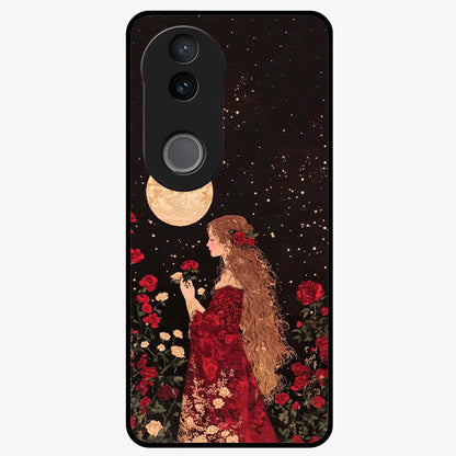 Crimson Dreams Glass Case showing flat back view with dreamy crimson artwork and glossy glass finish.