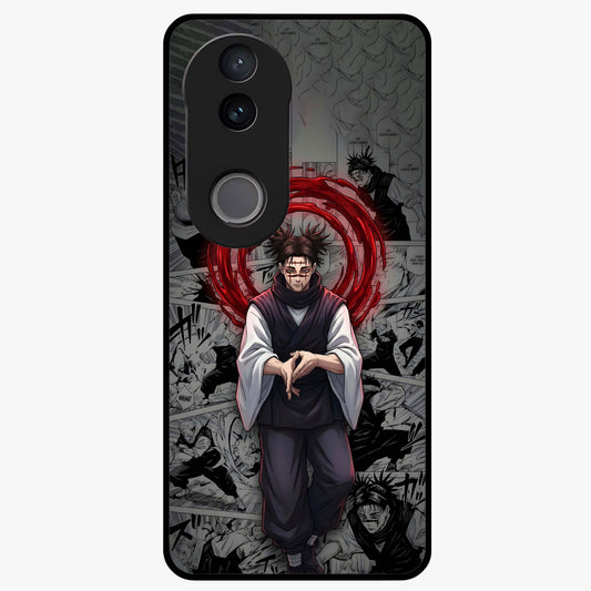 Cursed Ritual Ascension Glass Case showing flat back view with dark ritual themed artwork and glossy glass finish.