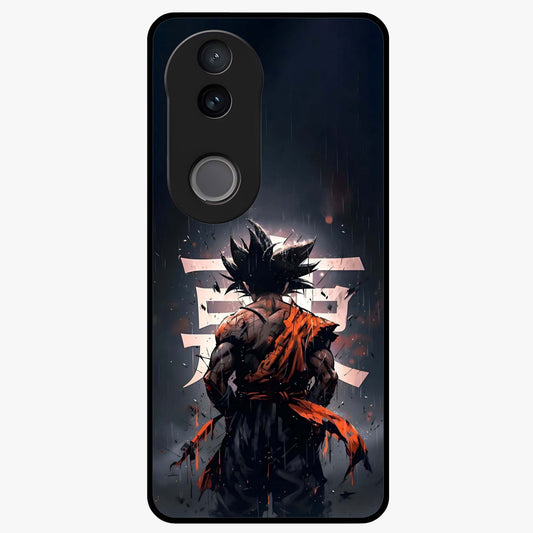 Dark Warrior In Rain Glass Case showing flat back view with warrior artwork in rainy atmosphere and glossy glass finish.