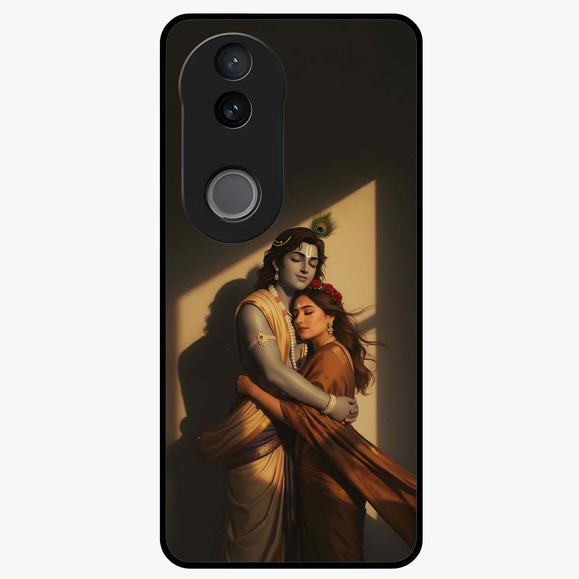 Divine Eternal Love Glass Case showing flat back view with spiritual love themed artwork and glossy glass finish.