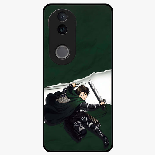 Emerald War Vanguard Glass Case showing flat back view with powerful warrior themed artwork and glossy glass finish.