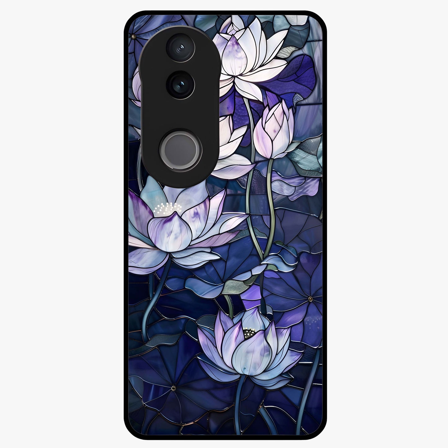 Gloss Petal Rush Glass Case showing flat back view with glossy flower petal artwork and smooth glass finish.