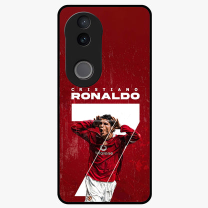 Goal Celebration Legacy Glass Case showing flat back view with football celebration inspired artwork and glossy glass finish.
