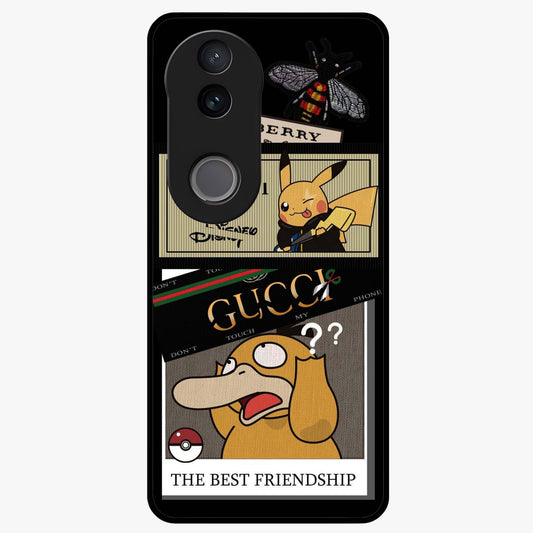 Gucci Play Mashup Glass Case showing flat back view with luxury inspired graphic artwork and glossy glass finish.