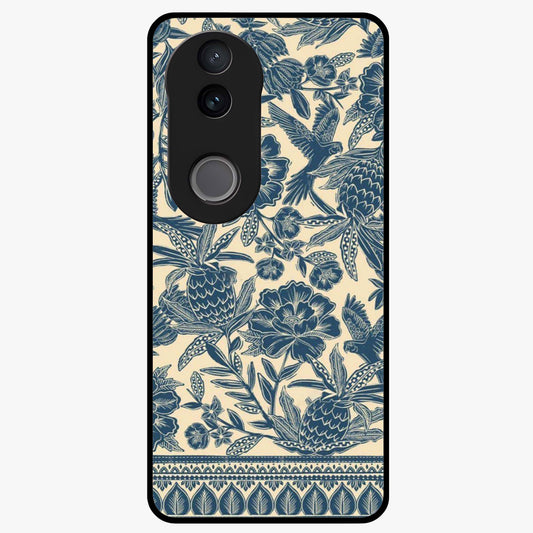 Heirloom Wild Bloom Glass Case showing flat back view with vintage inspired wild flower artwork and glossy glass finish.