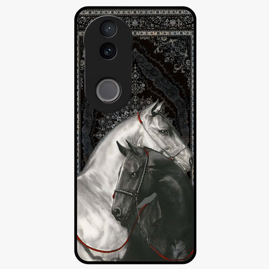Majestic Ride Legacy Glass Case showing flat back view with powerful automotive inspired artwork and glossy glass finish.