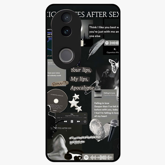 Midnight Love Echo Glass Case showing flat back view with romantic midnight themed artwork and glossy glass finish.