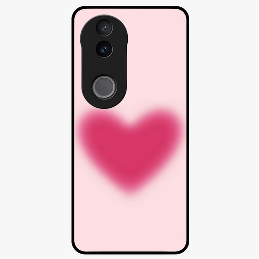 Pink Aura Heart Glass Case showing flat back view with glowing heart artwork and glossy glass finish.