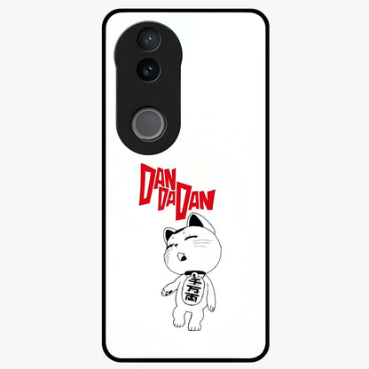 Playful Spirit Charm Glass Case showing flat back view with cheerful charm themed artwork and glossy glass finish.