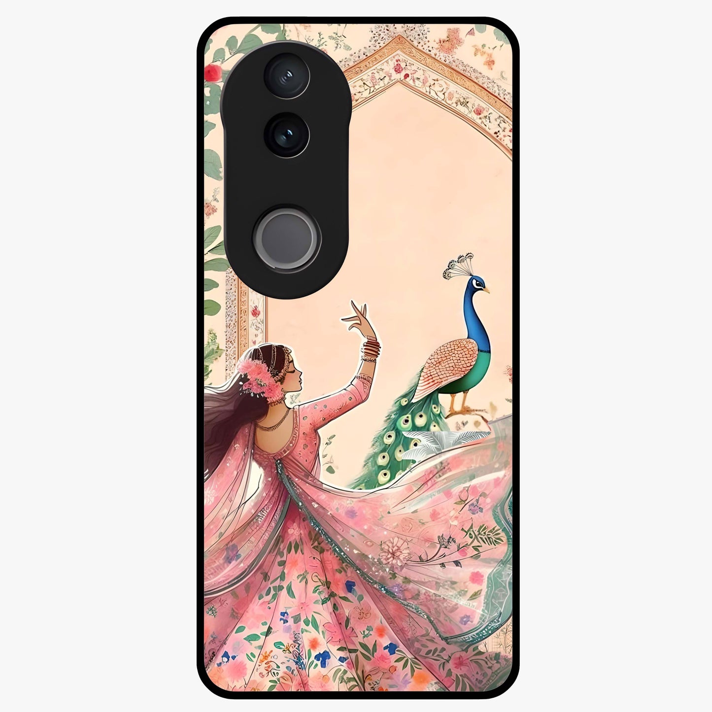 Royal Grace Muse Glass Case showing flat back view with elegant artistic artwork and glossy glass finish.