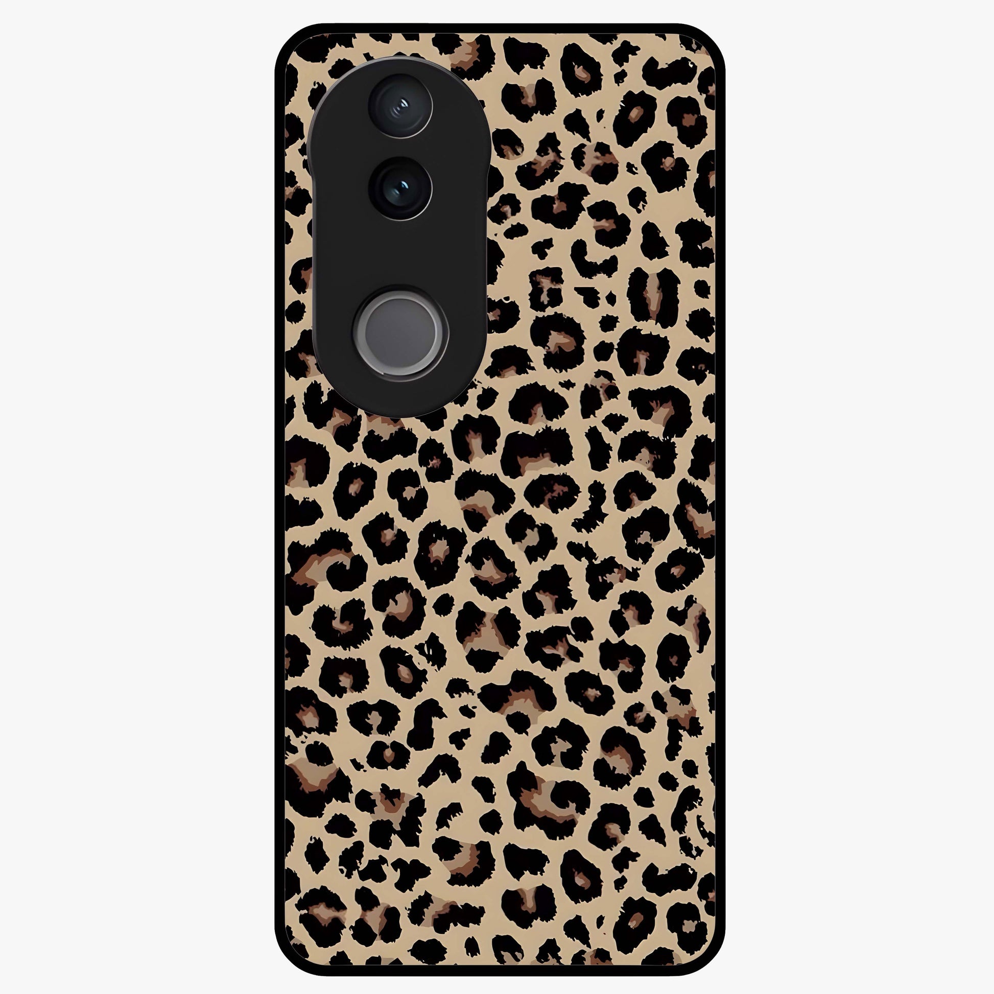 Savage Chic Pattern Glass Case showing flat back view with stylish patterned artwork and glossy glass finish.