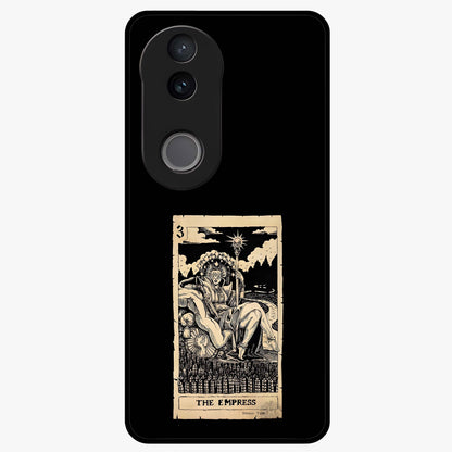 The Empress Glass Case showing flat back view with regal feminine artwork and glossy glass finish.