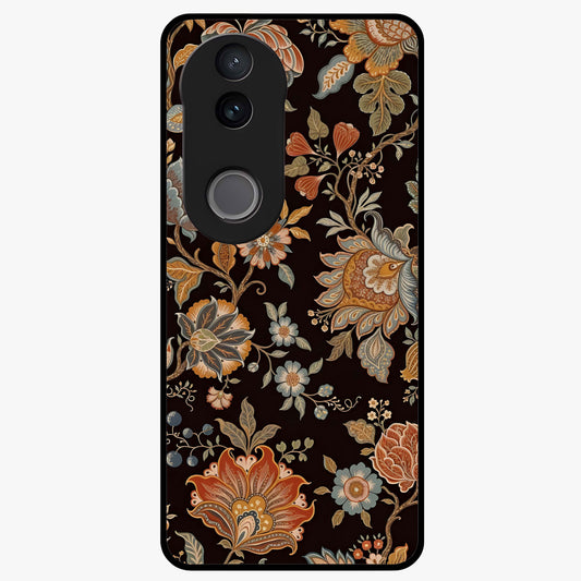 Vintage Floral Dream Glass Case showing flat back view with classic floral artwork and glossy glass finish.