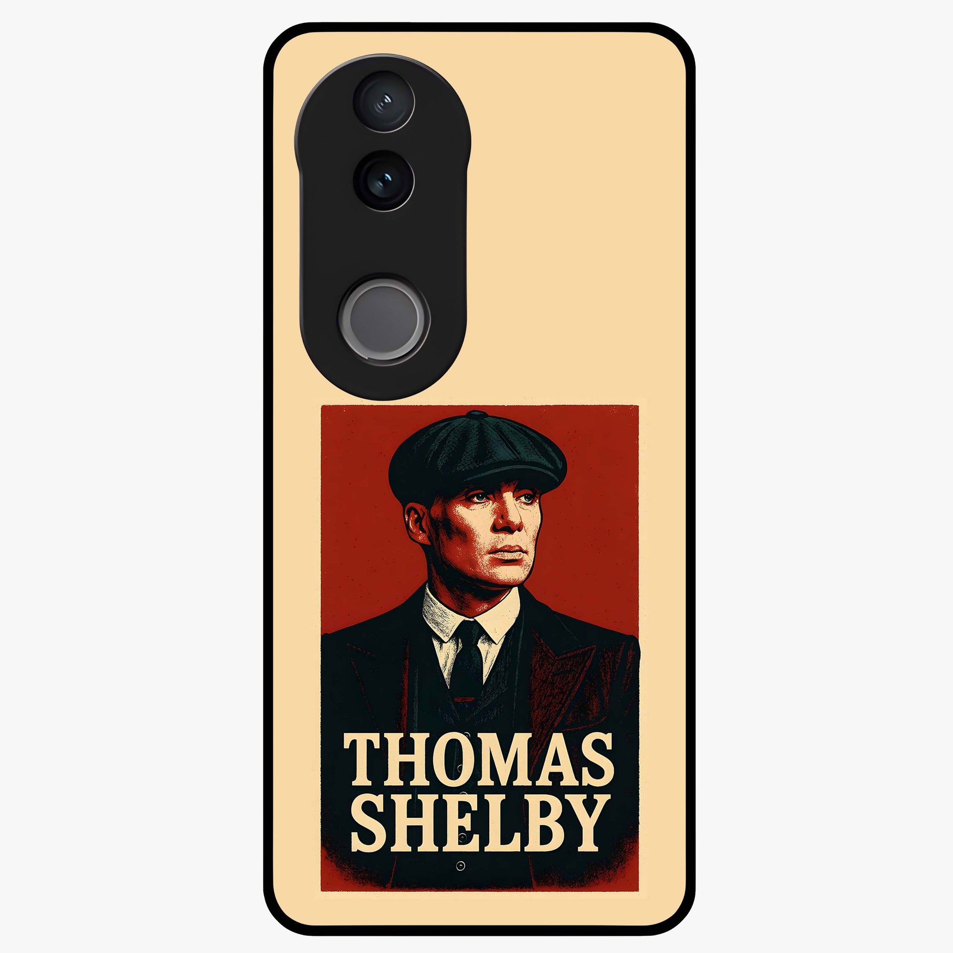 Vintage Mafia Authority Glass Case showing flat back view with bold vintage mafia inspired artwork and glossy glass finish.