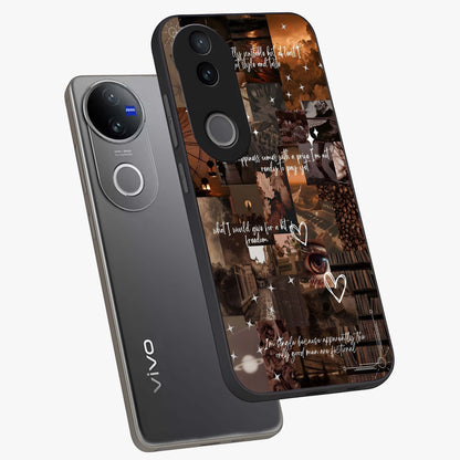 Bittersweet Aesthetic Chaos Glass Case displayed in angled mockup highlighting expressive abstract artwork and edgy aesthetic theme.