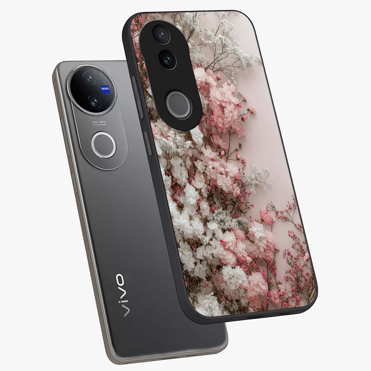 Blush Blossom Cloud Glass Case displayed in angled mockup highlighting soft cloud and blossom design with pastel aesthetic.