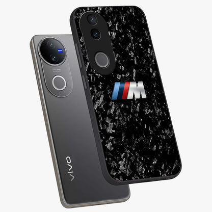 Carbon Speed Mark Glass Case displayed in angled mockup highlighting racing inspired carbon design and sleek aesthetic style.